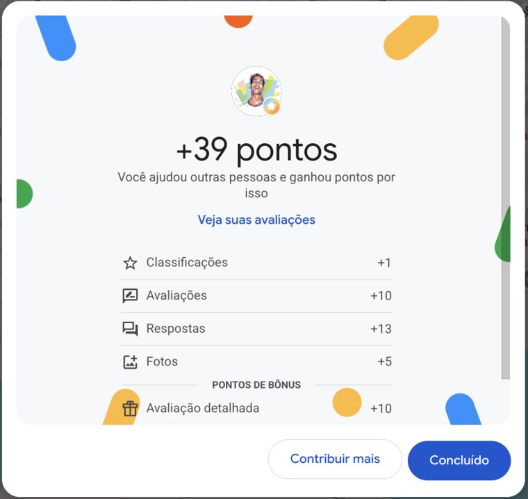 Contribuições de avaliação no Google