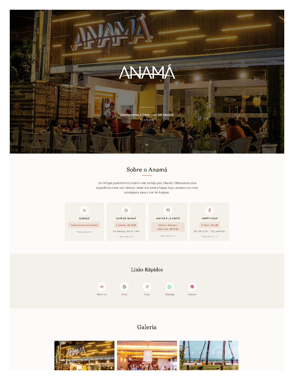 Site atual do Anamá, desatualizado